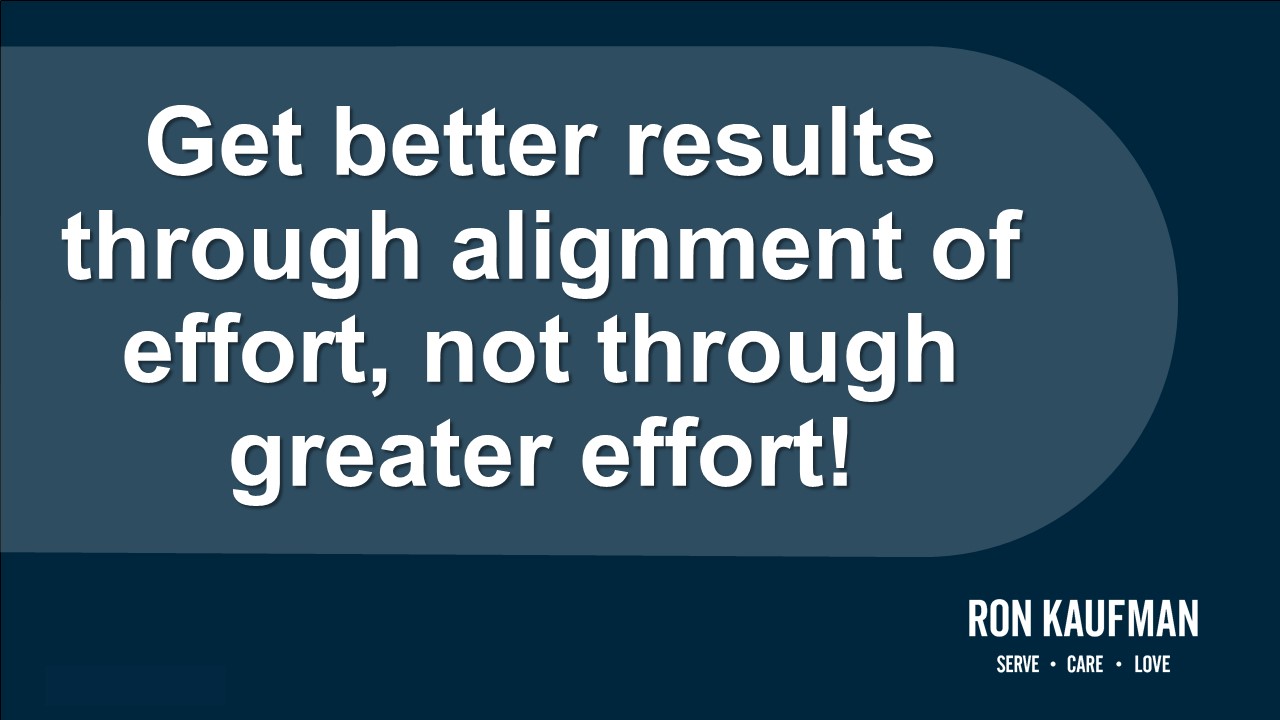 Get better results through alignment of effort, not through greater effort!