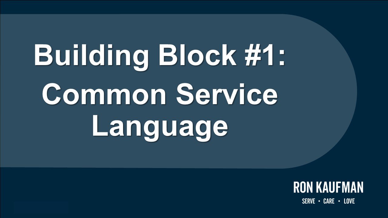 Building Block #1 Common Service Language